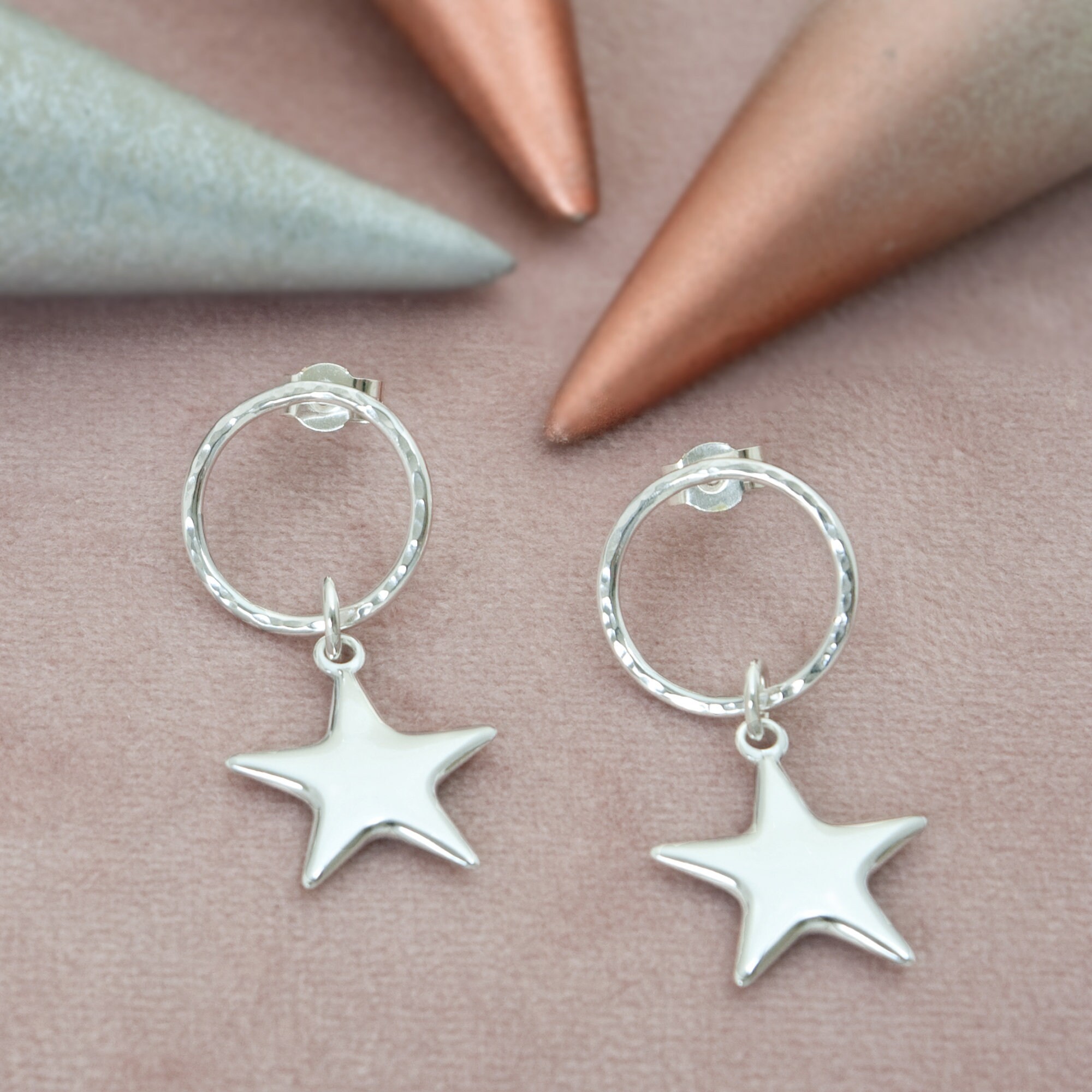 Halo Star Drop Earrings, Sterling Silver, Celestial, Jewellery For Daughters, Handmade