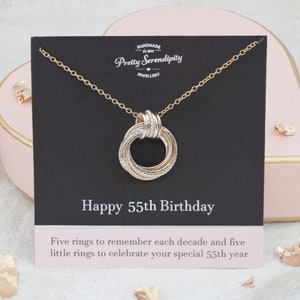 55th Birthday Necklace - 55th Birthday Gift - Silver & Gold
