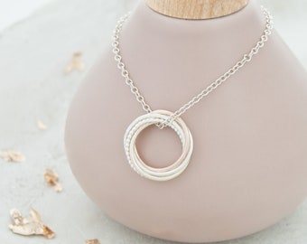 9ct Gold & Silver 50th Birthday Necklace - 50th Birthday Gift - 5 Rings For 5 Decades