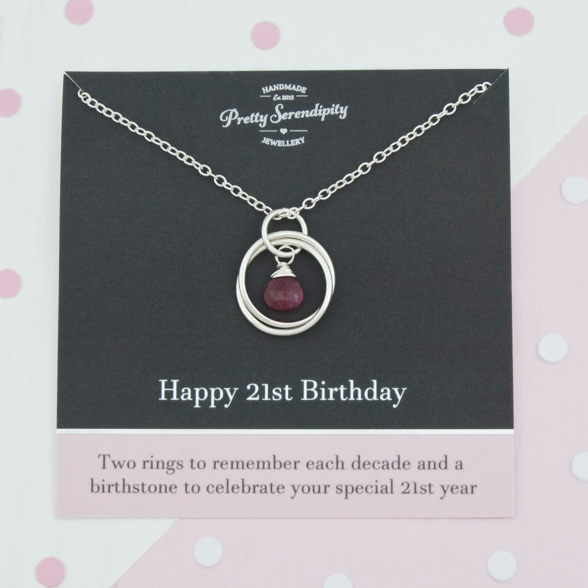 21st Birthday Necklace With Birthstone, Gift For Daughter, Birthstone Jewelry
