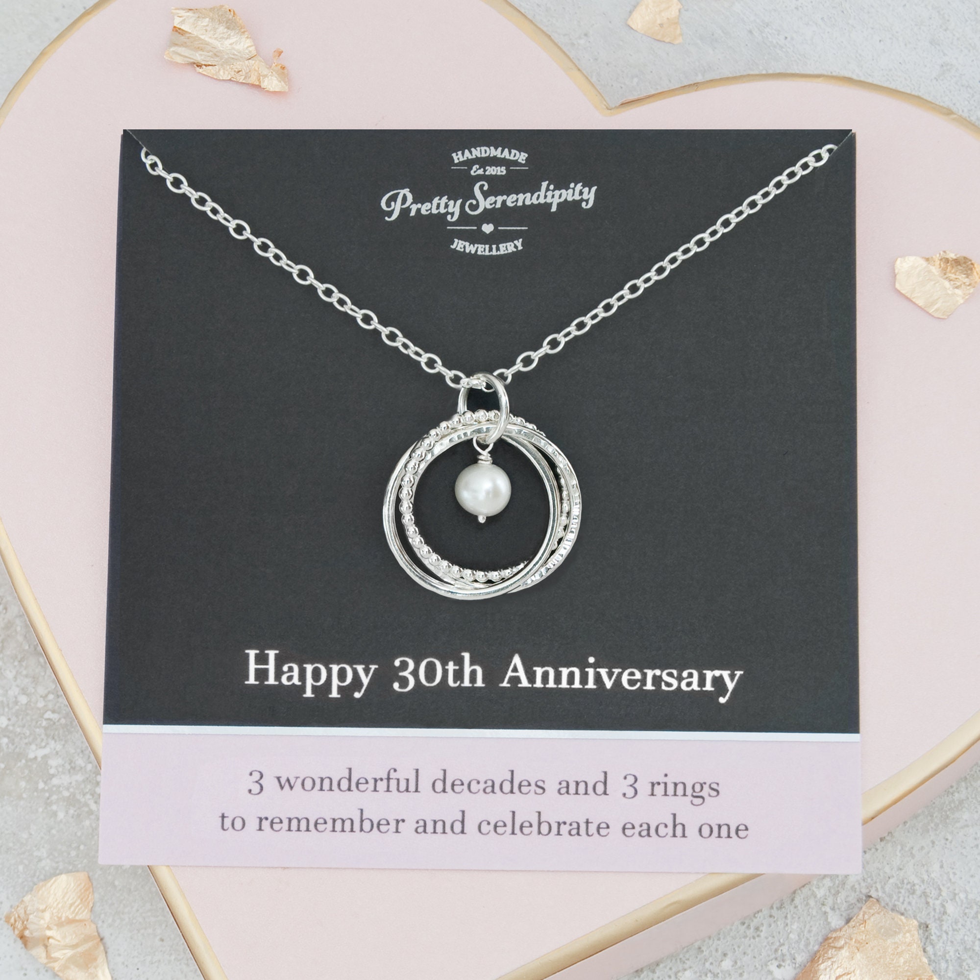 30Th Pearl Anniversary Necklace - Textured Sterling Silver, Wedding Jewellery