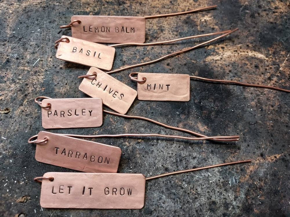 5 pack of Plant labels copper plant labels Herb labels Etsy