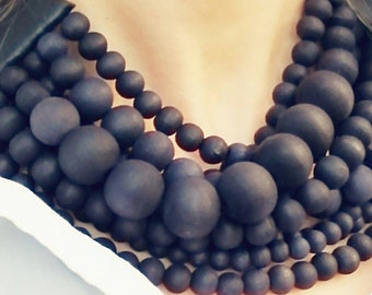 boho chic gag choker necklace 20171263 black and gold necklace wooden necklace large round balls necklace large bibs