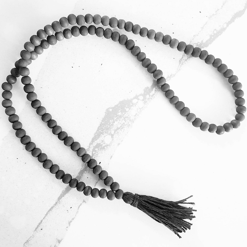 Black Wooden Bead Necklace for Men Wood Jewelry Tassel Etsy