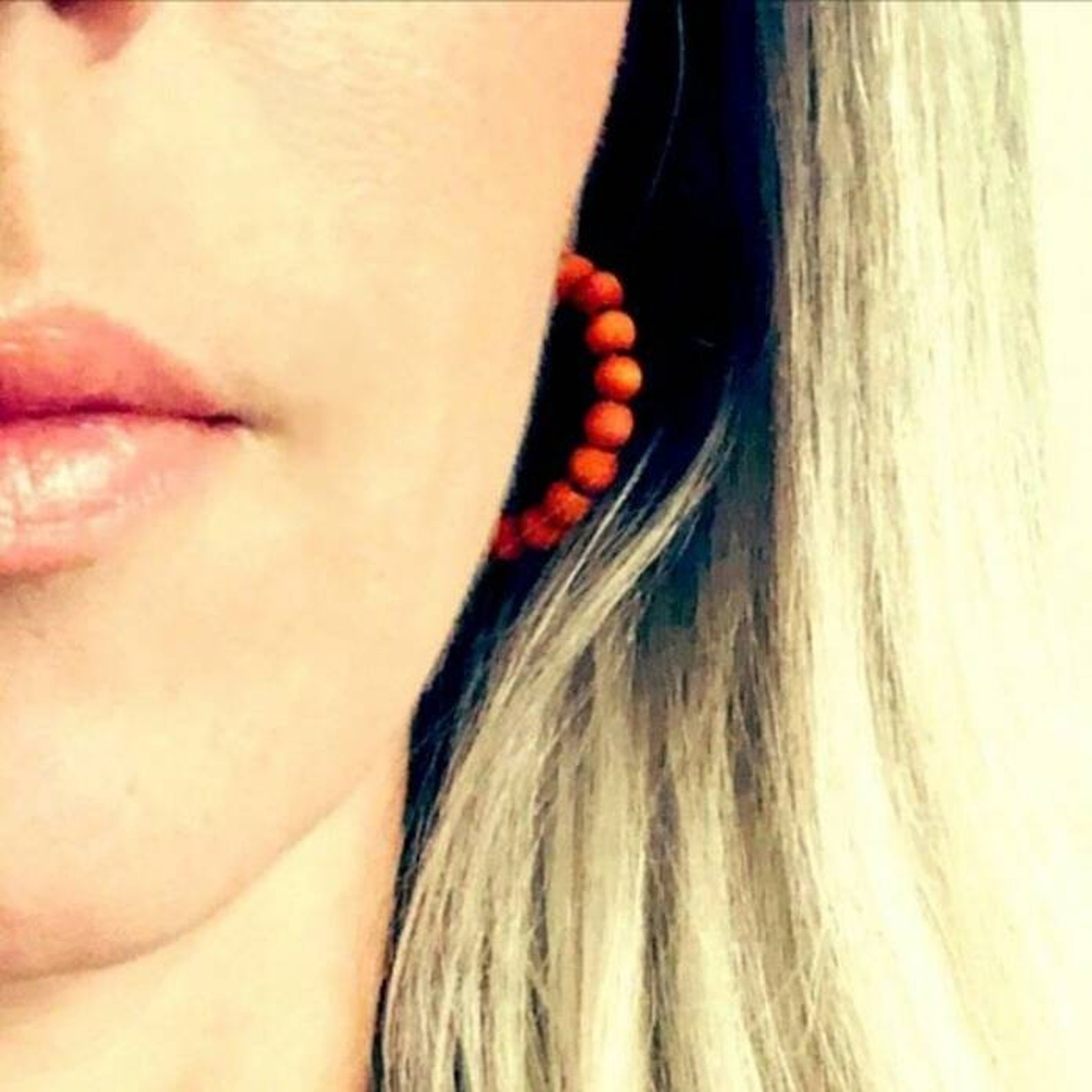 Orange Lightweight Hoop Earrings Wooden Everyday Large Hoops Etsy