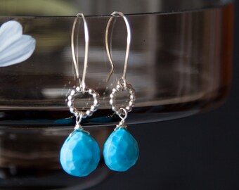 Genuine Turquoise Earrings, Real Turquoise Earrings, Sterling Silver Turquoise Earrings, Turquoise Silver Earrings, Turquoise Jewelry