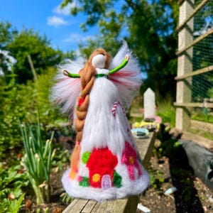 Heirloom tree topper Felted waldorf angel Christmas fairy decor Montessori holiday ornament village scene wool toppers candy cane tree angel