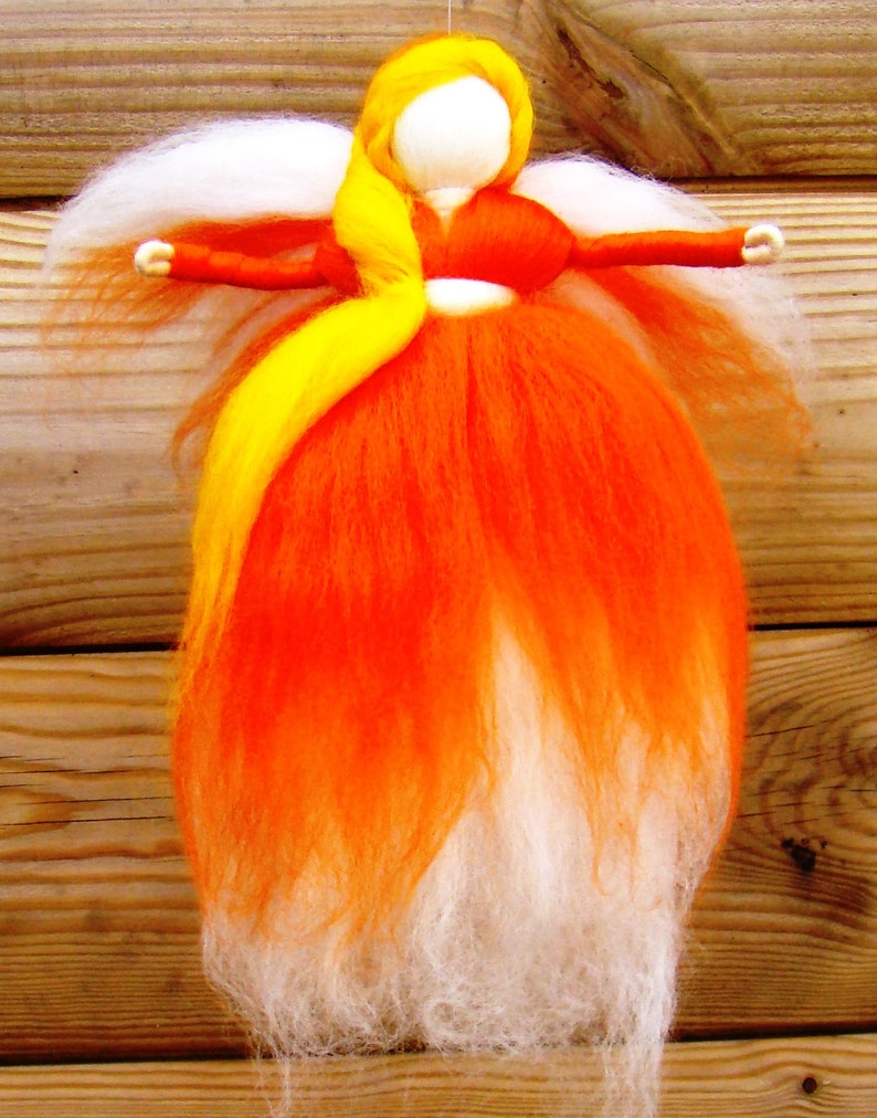 waldorf fairy kit wool toy kit Christmas angel kit Orange Christmas fairy kit Stocking stuffer kit felted angel kit beginner felting