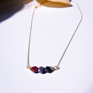 Indian Agate Necklace, Hexagonal Stone Necklace, Elegant Necklace, Christmas Gift Necklace, Green and Brown Agate Stone Necklace