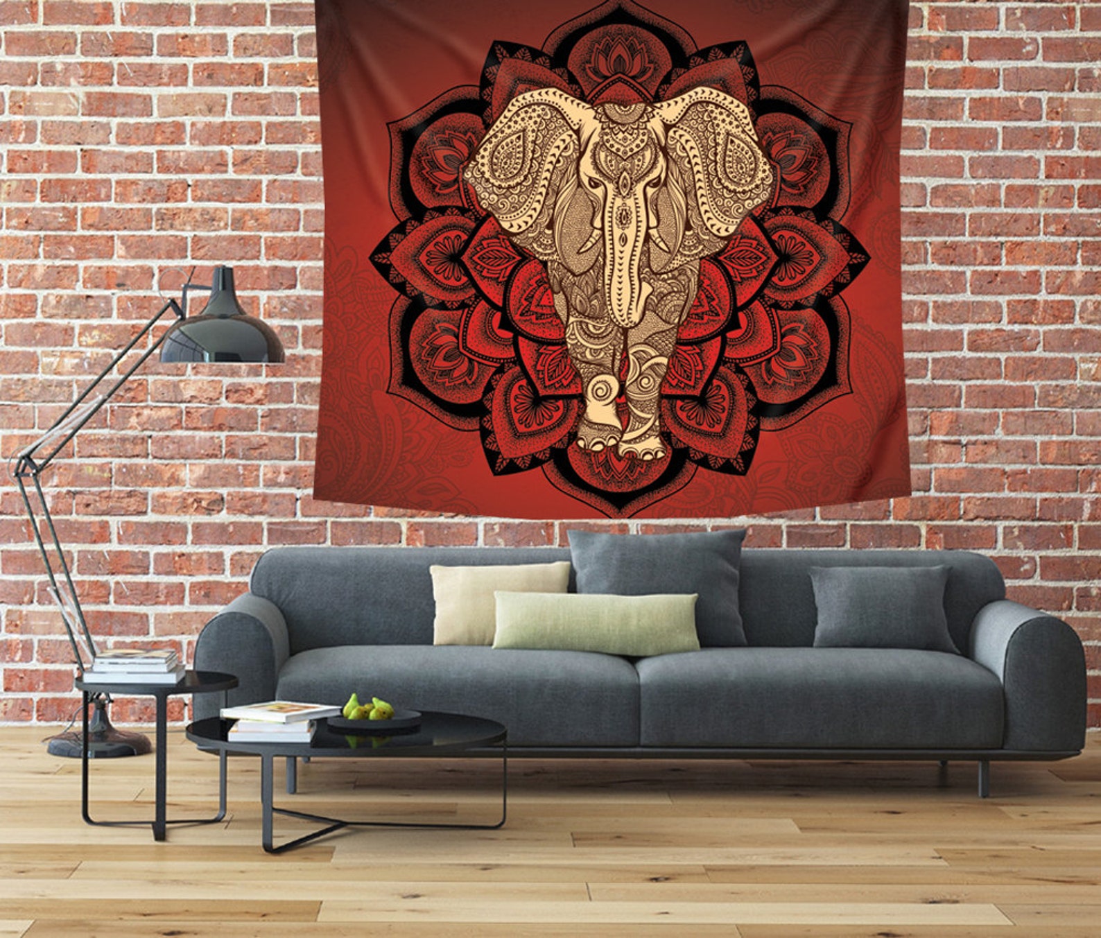 Red Elephant tapestry Bohemian tapestries Hippie boho wall Etsy