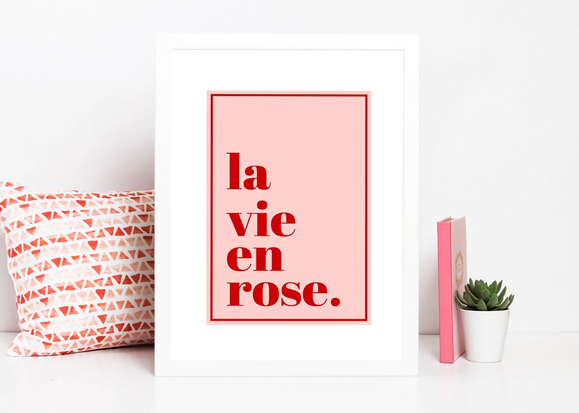 La Vie En Rose French Quote Printfrench Wordswall Printpink Etsy