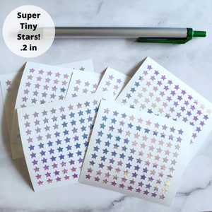 100 Tiny Holographic Star Vinyl Stickers | .2 in Stars Planner Stickers | Extremely Tiny Journal Stickers | Holographic Reward Sticker Stars