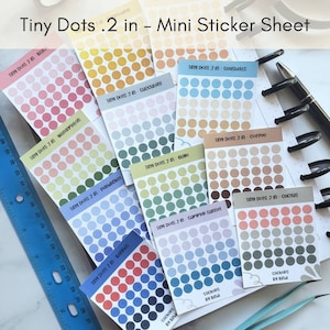 Assorted Tiny Dots Sticker Sheets | Mini Circle Planner Stickers| Small Journal Stickers |.2 in dots | Bundle Sticker Sheets | Colorful Dots