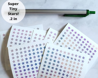 100 Tiny Holographic Star Vinyl Stickers | .2 in Stars Planner Stickers | Extremely Tiny Journal Stickers | Holographic Reward Sticker Stars