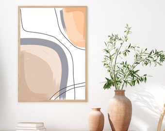 Abstract Boho Shapes and Lines |Instant Download Printable Art | Neutral Colors Wall Decor | Minimalist Painting | Home Decor Modern Art