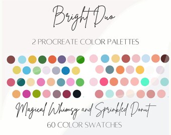 Bright Procreate Color Palette Bundle | 60 color swatches | iPad illustration tools | Colorful Palette  | Hand Lettering | Palette Pair