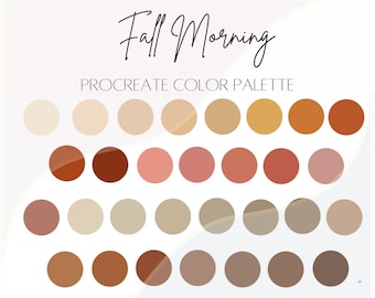 Fall Morning Procreate Color Palette | 30 color swatches | iPad illustration tools | Soft Colors | Hand Lettering Colors | Autumn Colors