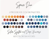 Space Procreate Color Palette Bundle | 60 color swatches | iPad illustration tools | Universe Palette Pair | Hand Lettering | Solar System