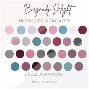 Burgundy Delight Procreate Color Palette | 30 color swatches | iPad illustration tools | Colorful Palette  | Hand Lettering | Bright Colors