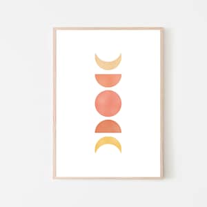 Boho Moon Phases Printable Art, Terra Cotta Instant Download, Neutral Colors Wall Decor, Boho Bathroom Decor - Minimalist Celestial Art