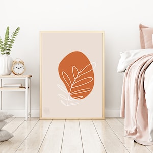 Boho Botanical Minimalist Art Instant Download, Burnt Orange Terra Cotta Wall Decor,  Neutral Colors Printable Art, Home and Bedroom Decor