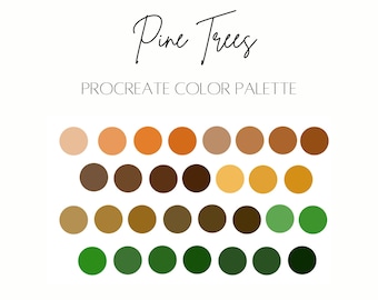 Pine Trees Procreate Color Palette | 30 color swatches | iPad illustration tools | Forest Colors | Woodsy Swatches