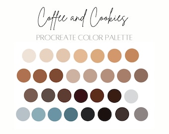 Coffee and Cookies Procreate Color Palette | 30 color swatches | iPad illustration tools | Neutral Colors