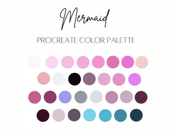 Mermaid Procreate Color Palette | 30 color swatches | iPad illustration tools | Bright Colors | Cool Color Palette | Lettering