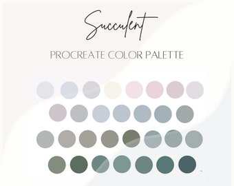 Succulent Procreate Color Palette | 30 color swatches | iPad illustration tools | Floral Colors | Hand Lettering | Soft Boho Colors