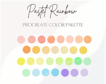 Pastel Rainbow Procreate Color Palette | 30 color swatches | iPad illustration tools | Colorful Palette | Bright Colors | Hand Lettering