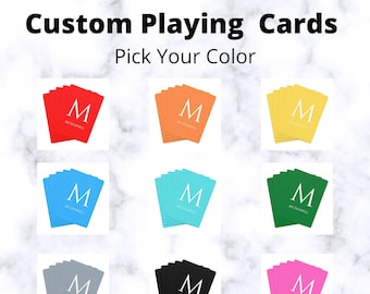 Choose Your Color Custom Playing Cards | Initial Playing Cards | Monogram Personalized Cards | Adult Card Deck | Christmas, Birthday Gifts