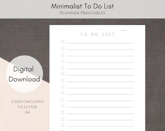 Printable Minimalist to Do List. A4 Size. Instant PDF Download - Etsy