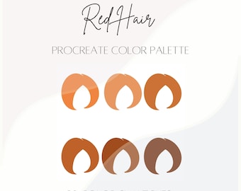 Red Hair Procreate Color Palette | 30 color swatches | iPad illustration tools | Hair Colors | Hair Color Palette
