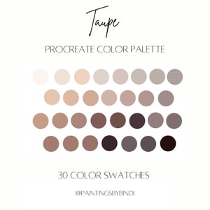 Taupe Procreate Color Palette | 30 color swatches | iPad illustration tools | Fall Colors | Neutral Color Palette
