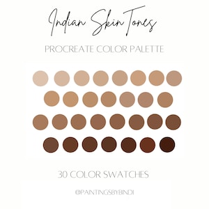 Indian Skin Tones Procreate Color Palette | 30 color swatches | iPad illustration tools | Brown Colors | Medium Skin Color Palette