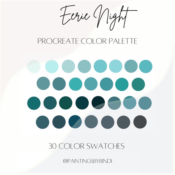 Eerie Night Procreate Color Palette | 30 color swatches | iPad illustration tools | Cool Colors | Halloween Color Swatches