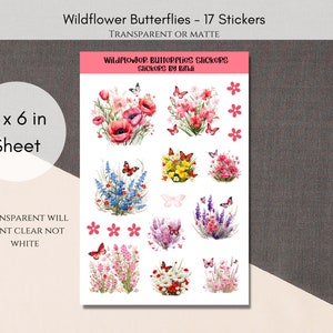 Wildflower Butterflies Deco Stickers | Floral Planner Stickers | Spring Assorted Sticker | Floral Journal Stickers | Cute Deco Stickers