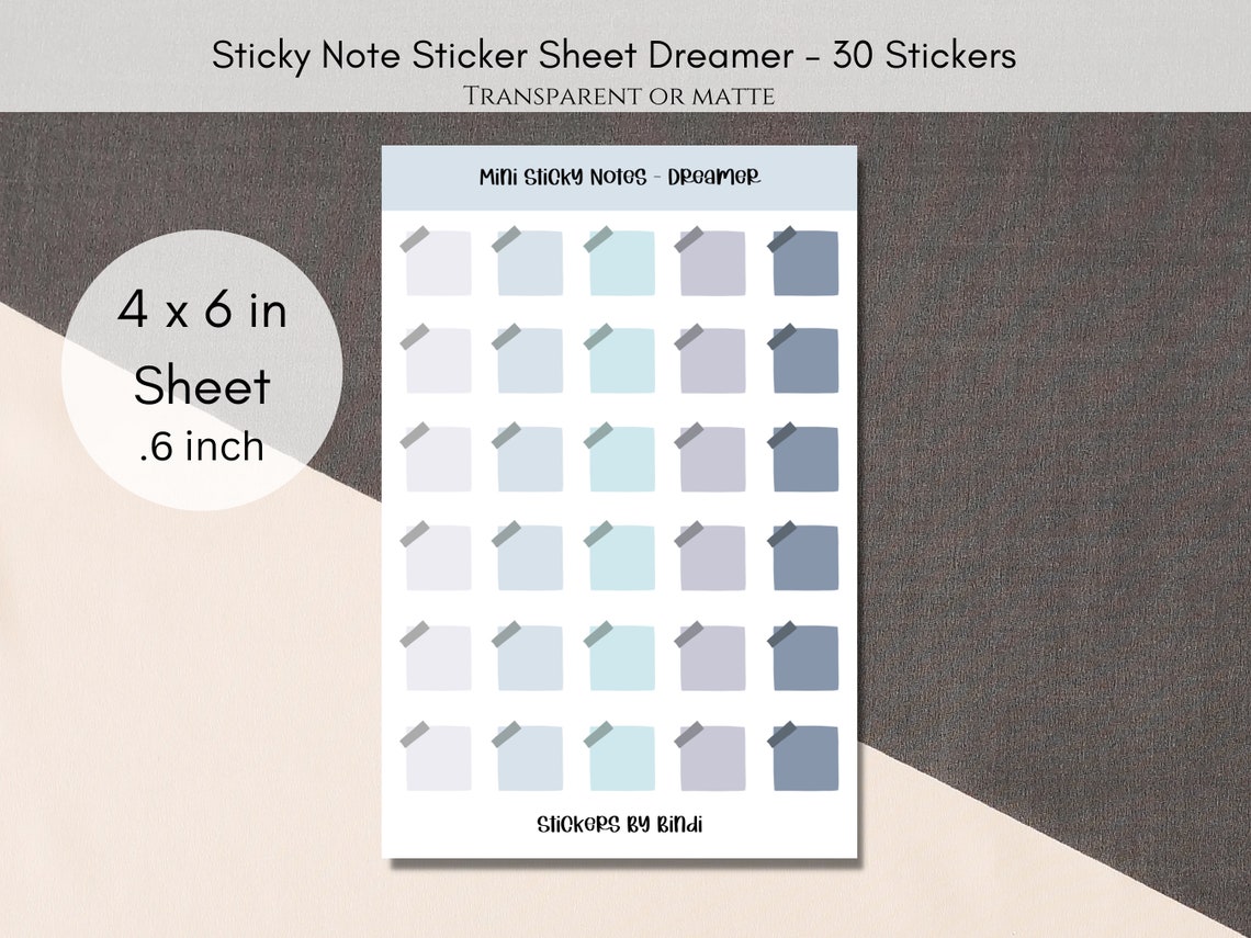 Small Sticky Note Stickers Dreamer .6 Inch Planner - Etsy