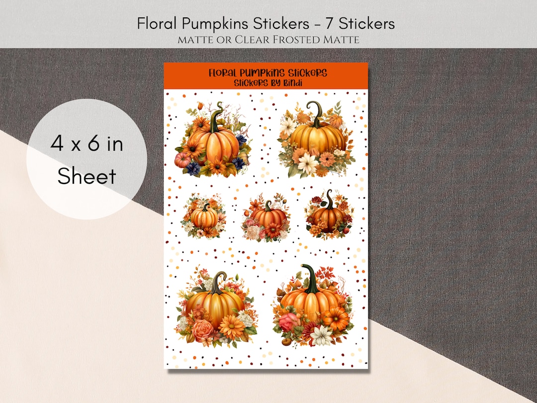 Floral Pumpkin Sticker Sheet | Fall Planner Stickers | Autumn Deco ...