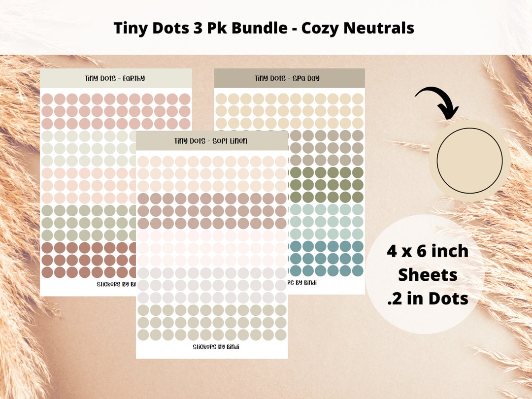 Transparent or Matte Tiny Dot Stickers 3pk Bundle - Cozy Neutrals ...