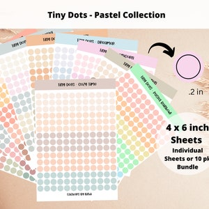 Transparent or Matte Tiny Dot Stickers 10pk Bundle - Pastel | Planner Circle Stickers | .2 inch Journal Dots | Soft Bullet Point Dots