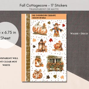 Fall Cottagecore Deco Stickers | Floral Planner Stickers | Autumn Assorted Stickers | Floral Journal Stickers | Washi and Deco