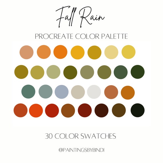 Fall Rain Procreate Color Palette 30 Color Swatches Ipad | Etsy