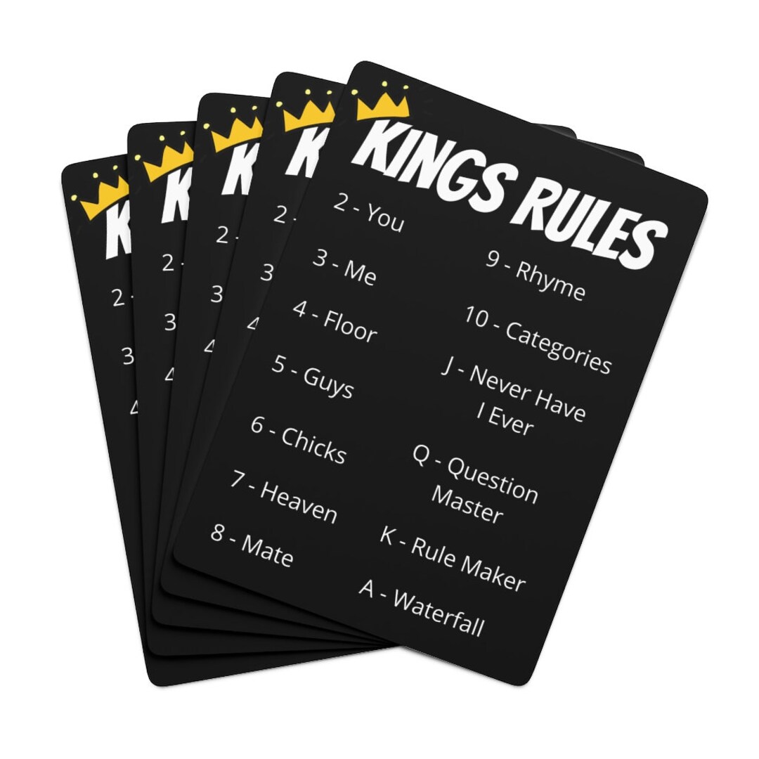Kings Rules Playing Cards Kings Cup Card Deck Drinking Etsy