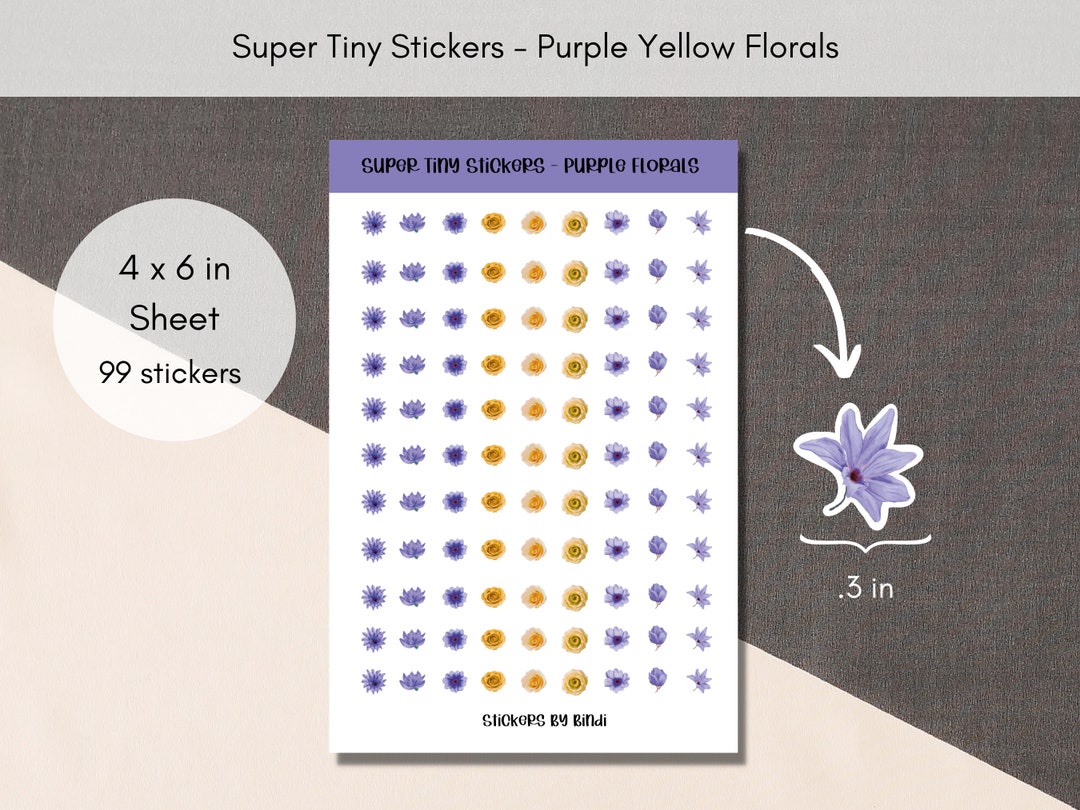 Purple Florals Tiny Stickers | Cute Planner Stickers | Teeny Assorted ...