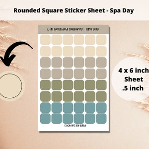 Rounded Square Sticker Sheet - Spa Day | Half Inch Shape Stickers | .5 inch Planner Stickers | Soft Neutral Stickers | Journal, Scrapbook