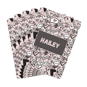 Rosa Valentinstag Spielkarten | Personalisiertes Kartendeck | Personalisierte Geschenke für Sie | Jubiläumspapier Geschenk | Individuelle vday Geschenke