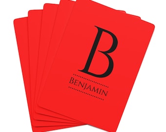 Red Custom Monogram Playing Cards | Initial Playing Cards | Red and Black Personalized Cards | Adult Card Deck | Christmas Gifts for him