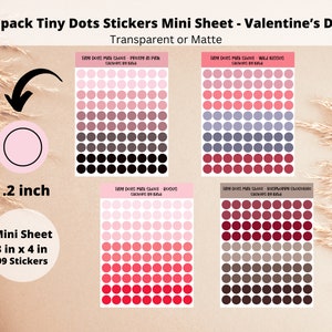 Tiny Dot Stickers - Valentines Day | 4 pk Bundle | Bullet Point Planner Sticker | Journal Stickers | Transparent Matte | Circle | Mini Sheet