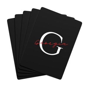 Slanted Custom Monogram Playing Cards | Initial Playing Cards | Black, White, Red Personalized Cards | Adult Card Deck | Christmas Gifts